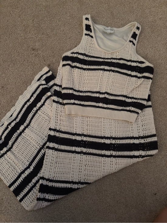 Freshman Dresses & Skirts - Freshman Cream and Black Crochet Tank Set